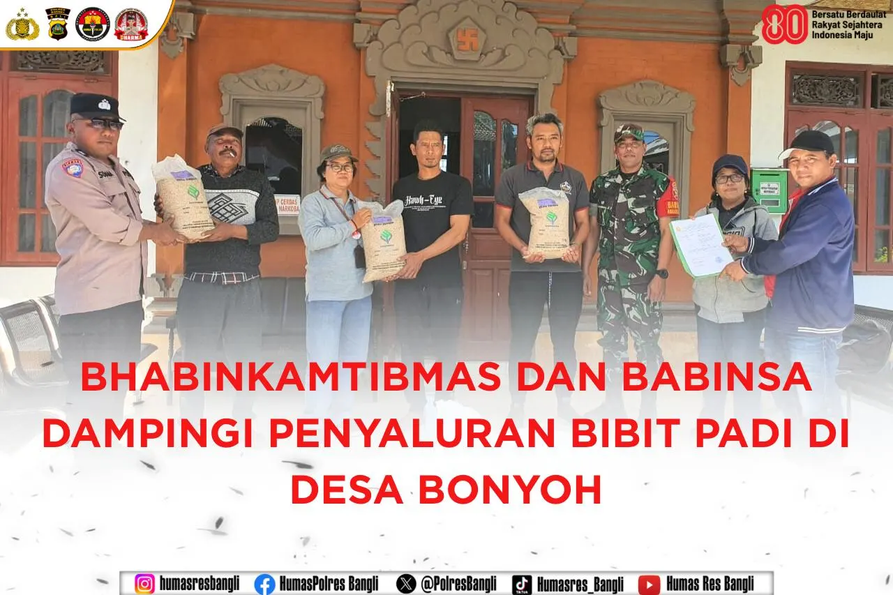 Bhabinkamtibmas dan Babinsa Dampingi Penyaluran Bibit Padi di Desa Bonyoh