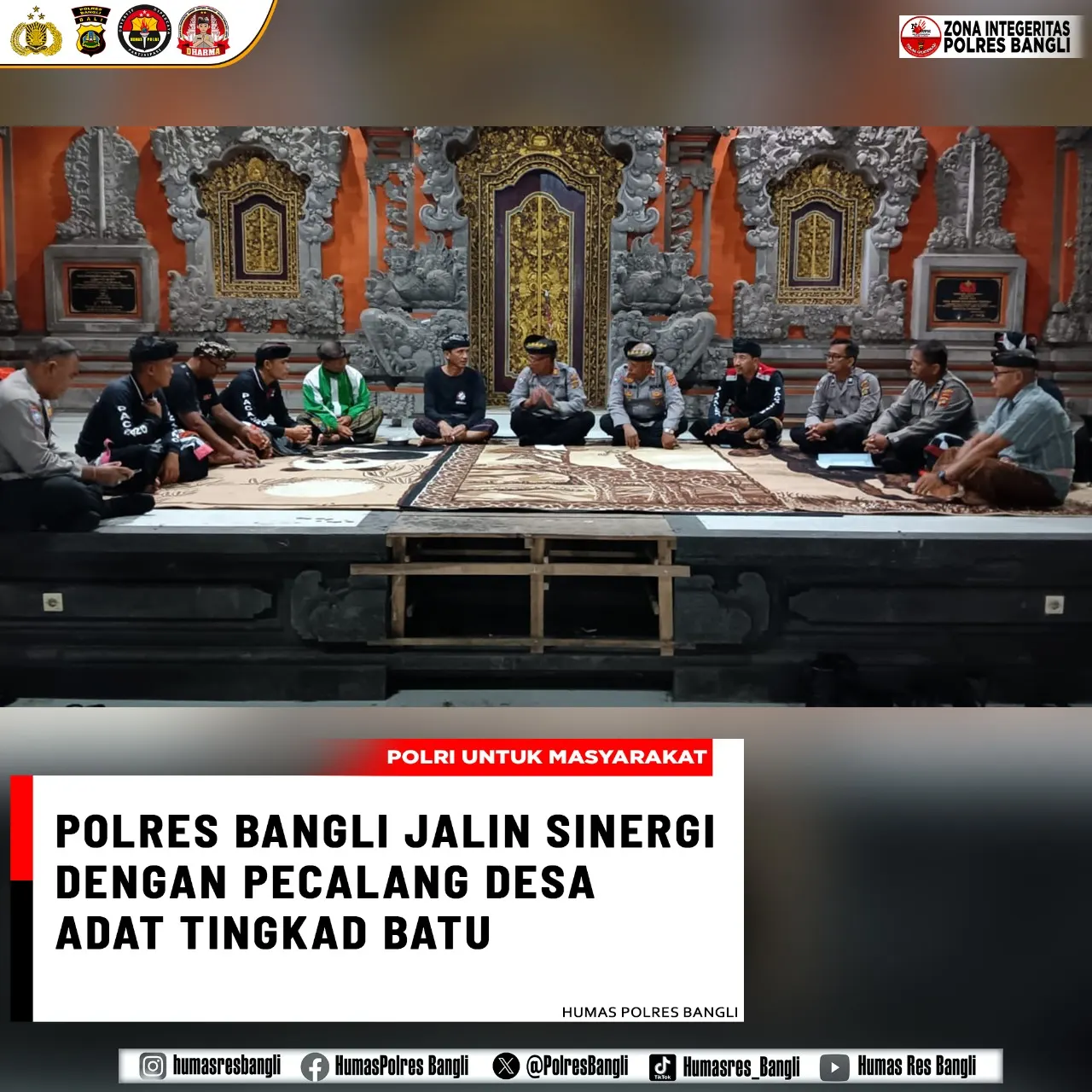 Polres Bangli Jalin Sinergi dengan Pecalang Desa Adat Tingkad Batu